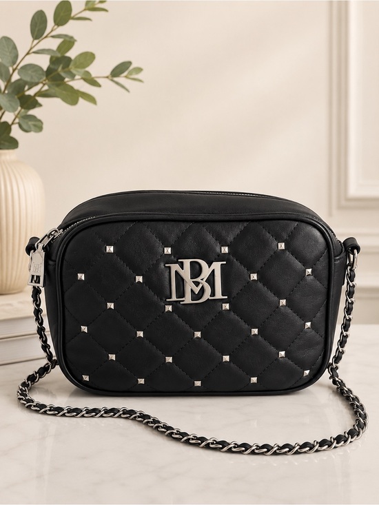 b. makowsky Handbags - B. Makowsky Black Leather Crossbody Shoulder Bag Silver Hardware chain Strap
